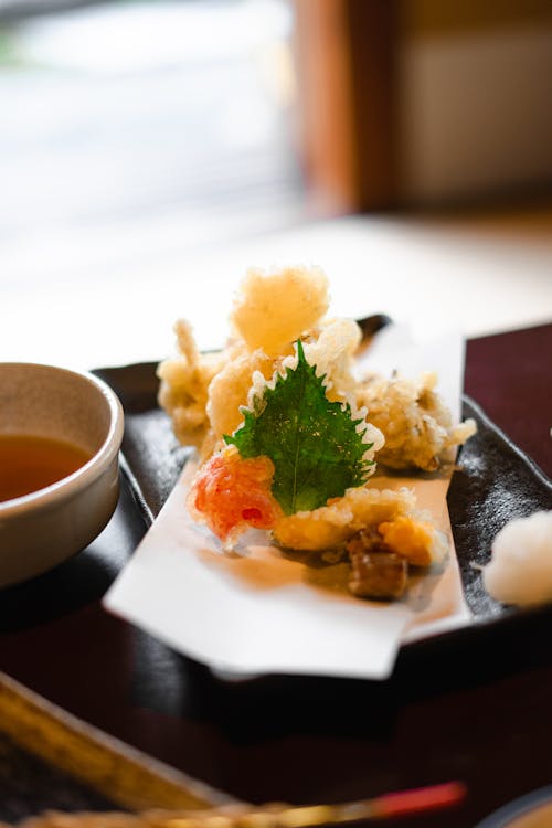 Close-up of a Gourmet Dish on a Plate in a Restaurant 