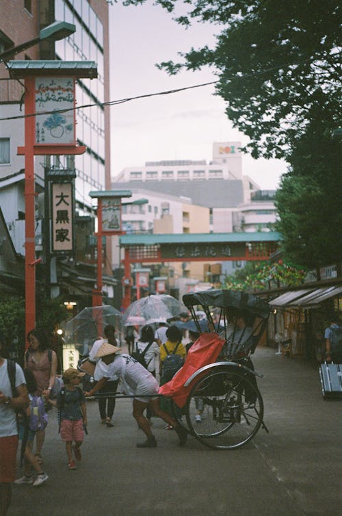 A Crowded Street in a Japanese City 