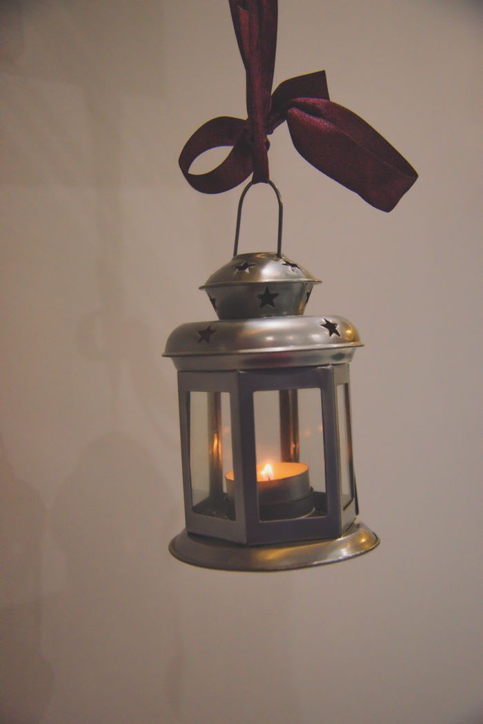 Lantern glowing with warm candlelight