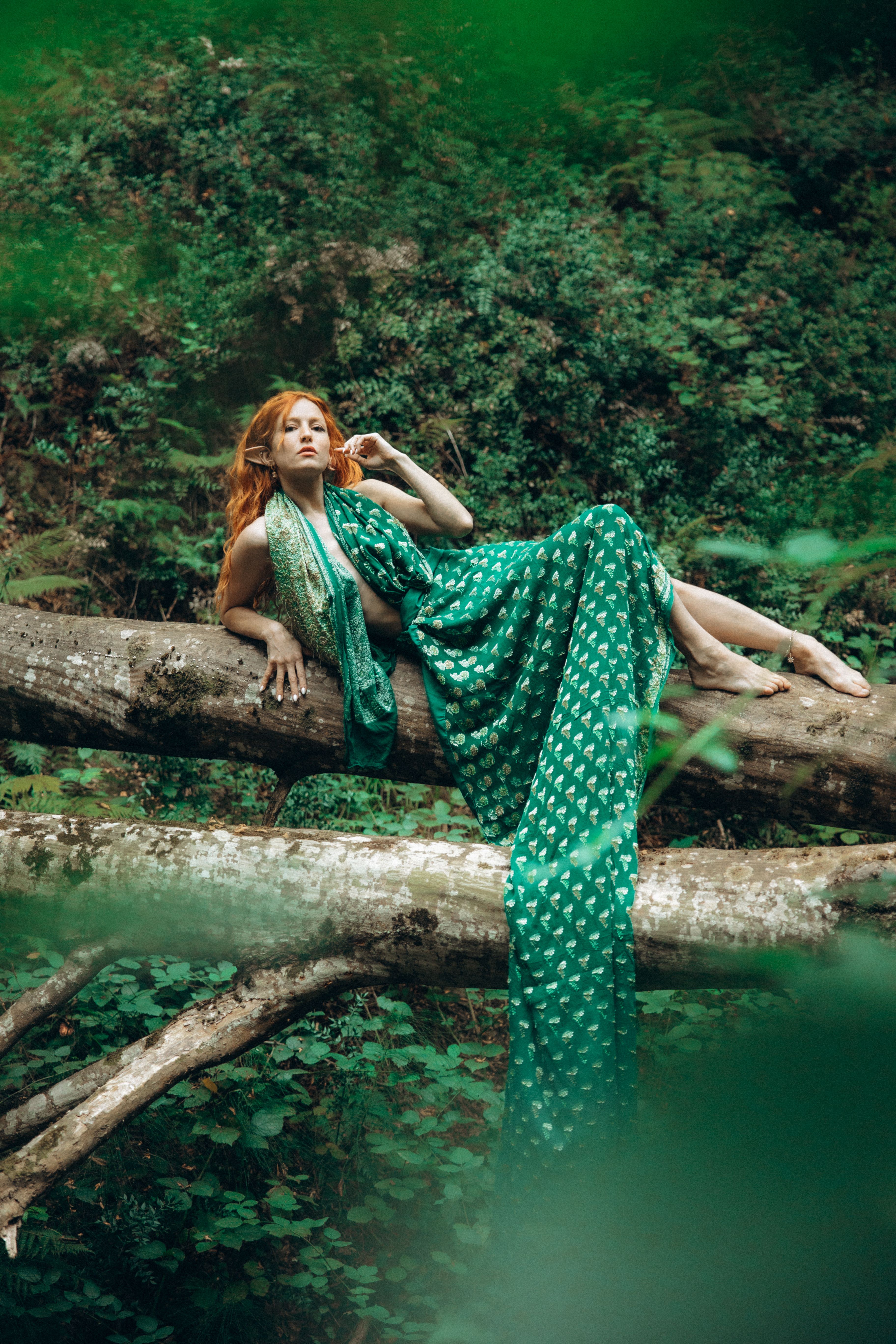 green green dress scene Whispering Meadow Off-Shoulder Dress main image 1