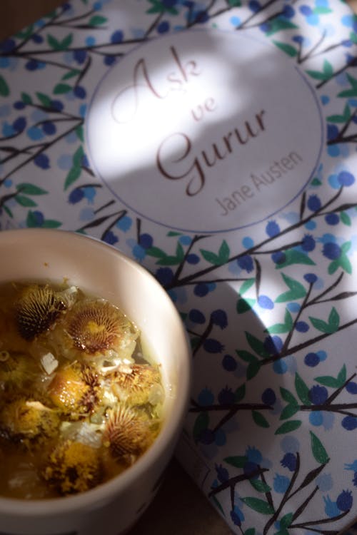 Bowl with Food on Cover of Book in Turkish