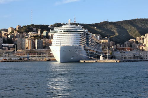 Cruise Ship Moored in City