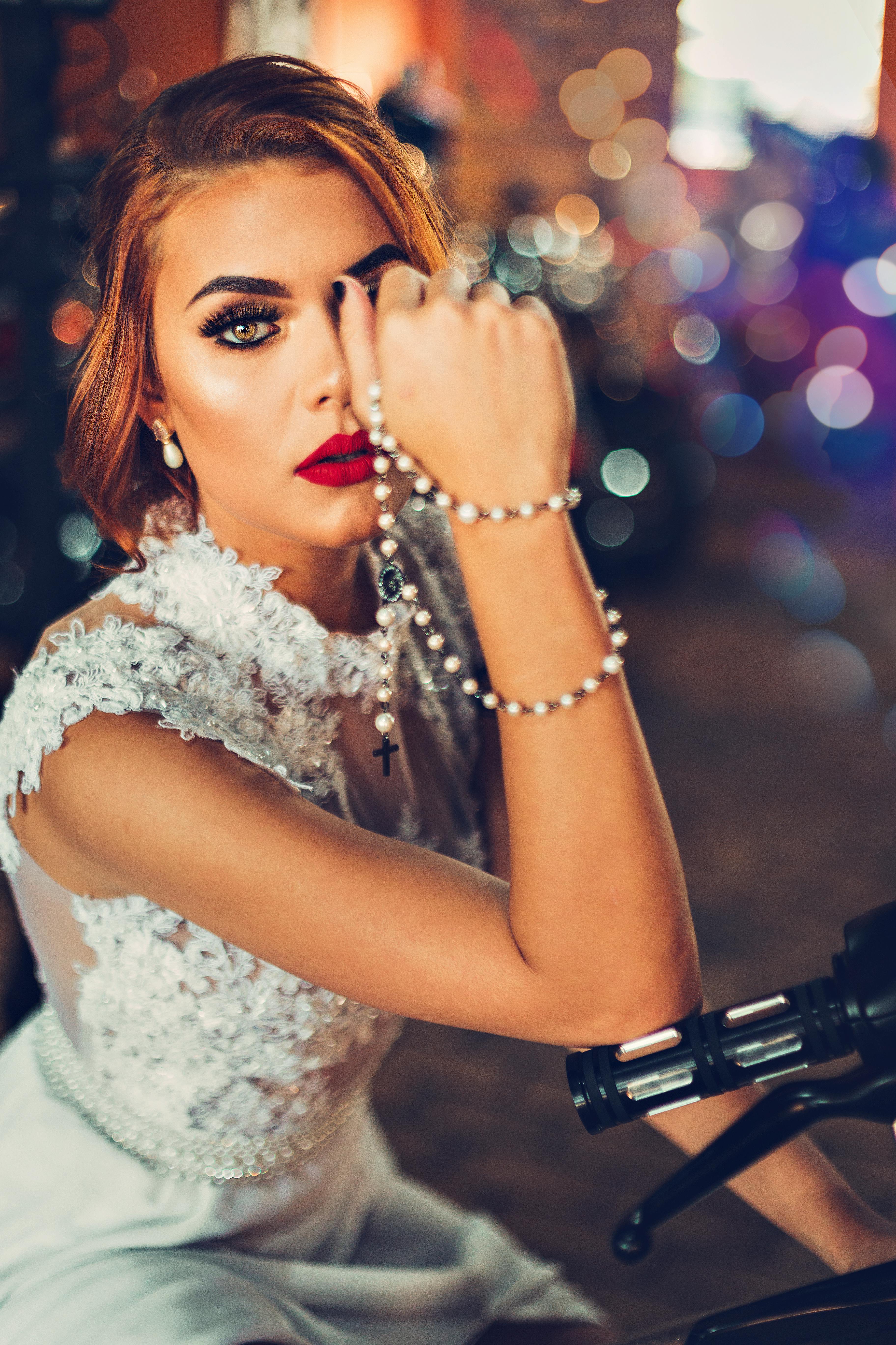 Woman Wearing White Lace Dress \u00b7 Free Stock Photo