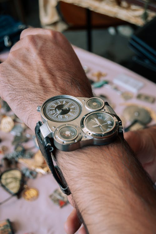 Man Wearing a Wristwatch 