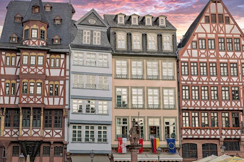 Historical Buildings in Romerberg, Old Town in Frankfurt, Germany 