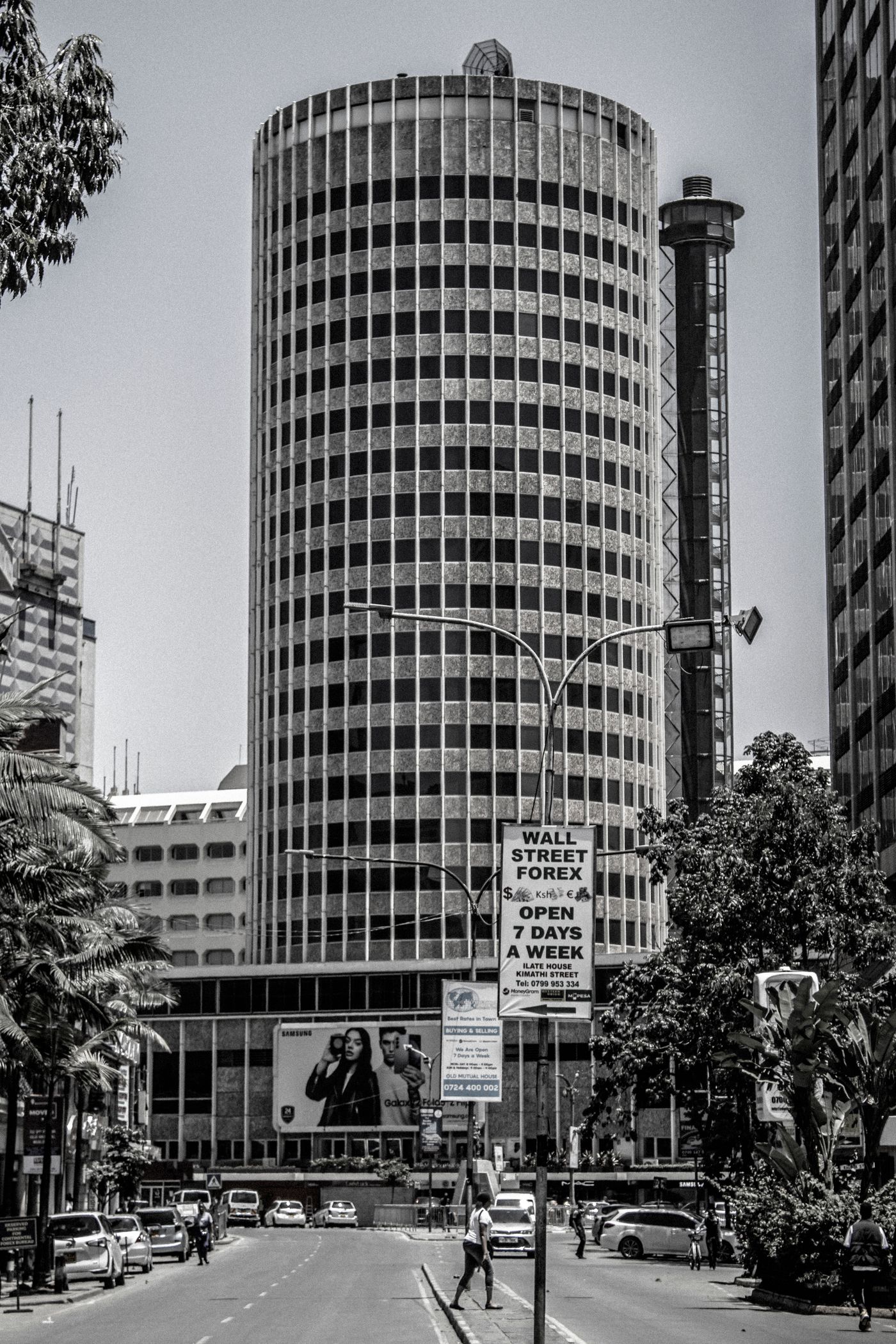 Modernist building facade in central Nairobi