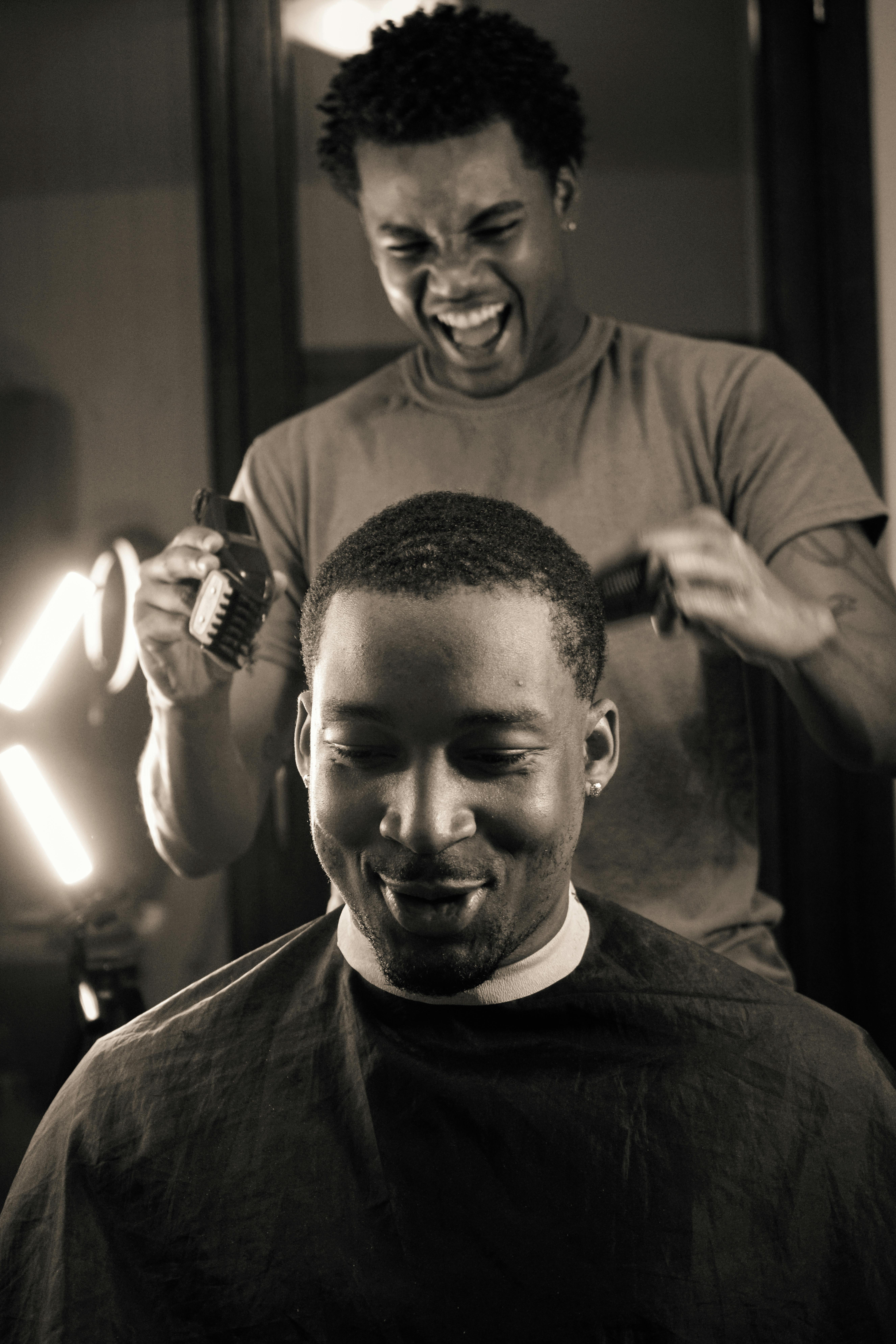 Man getting a haircut at a barbershop
