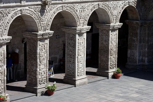 Arches in the Courtyard of the Church of La Compania, Arequipa, Peru