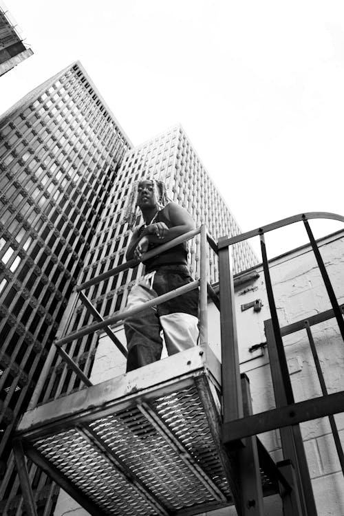 Fashion Model posing on a rooftop 