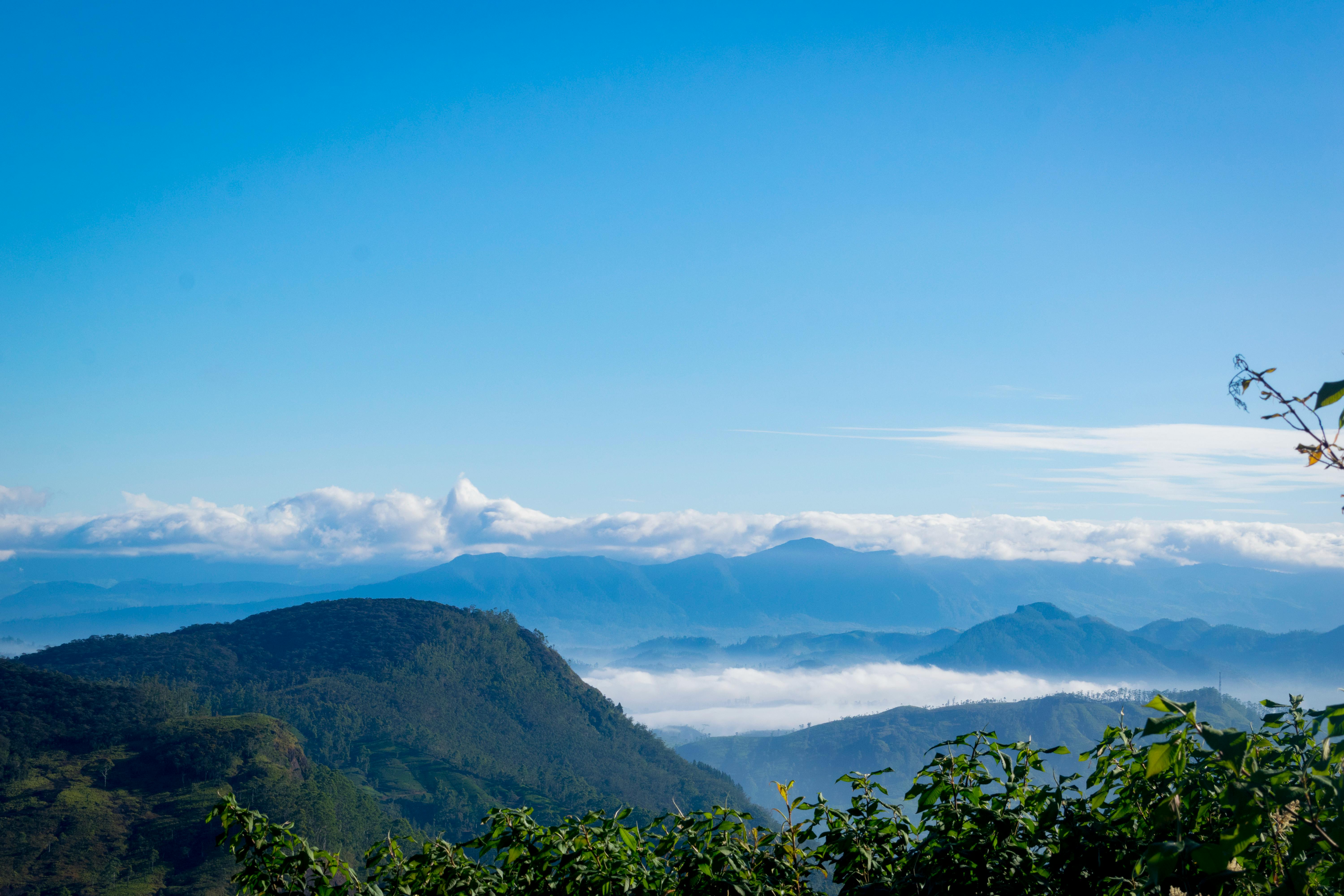 Free stock photo of blue mountains, blue sky, misty