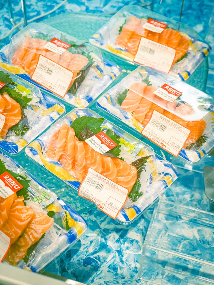 Salmon In Plastic Boxes 