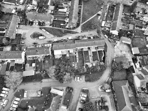 Black and White Aerial View of the Residential Area of Hemel Hempstead