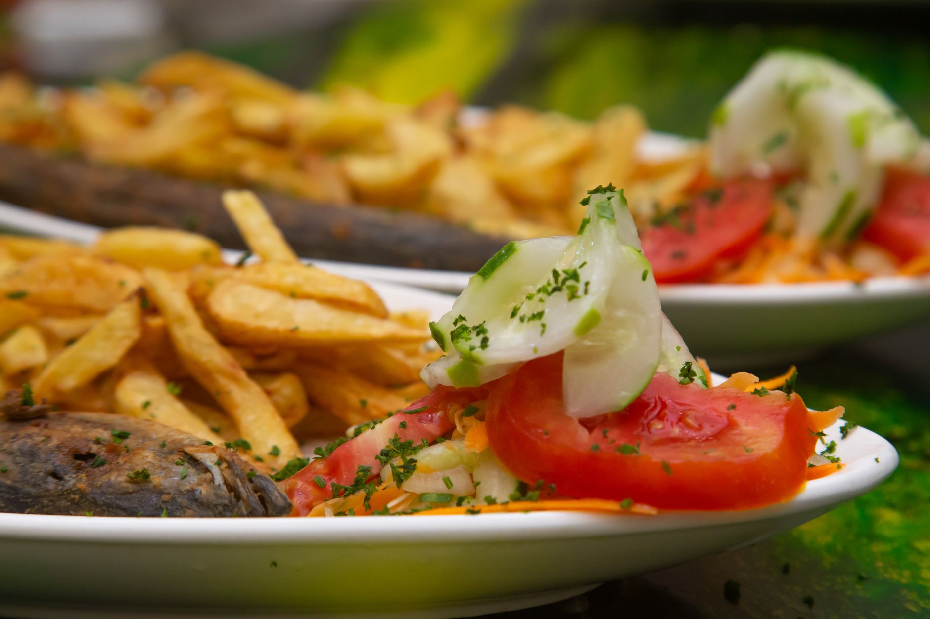 Healthy baked fish option with lemon and herbs