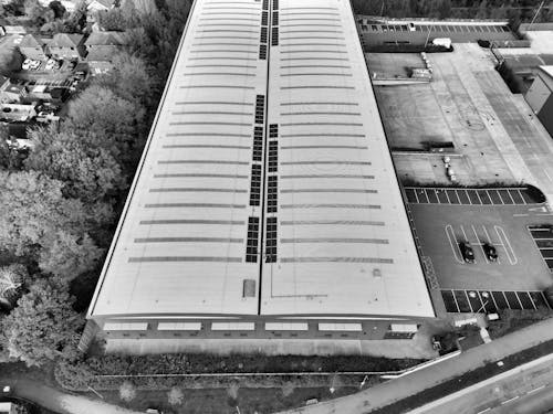 Roof of Warehouse in Black and White