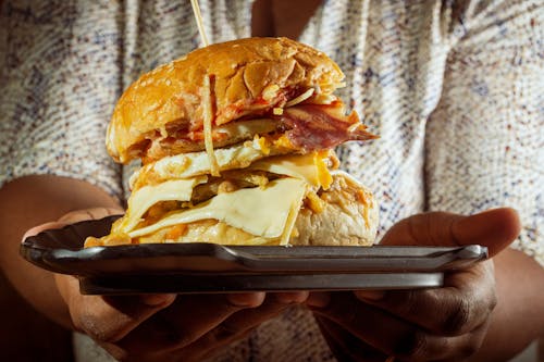 乳酪漢堡, 快餐, 手 的 免費圖庫相片