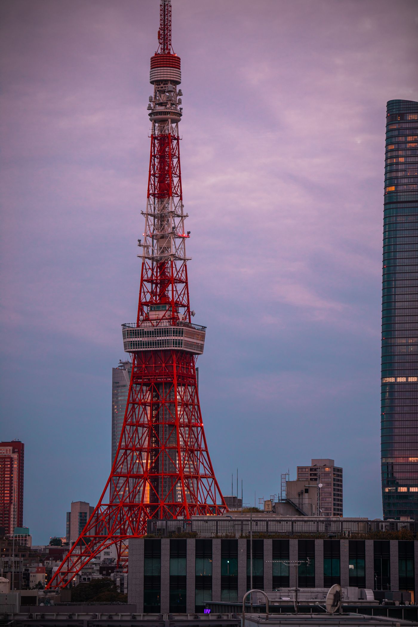 Distant Tokyo skyline beneath a clear sky
