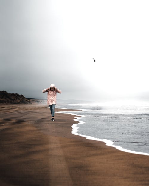 Person Walking Near Shore