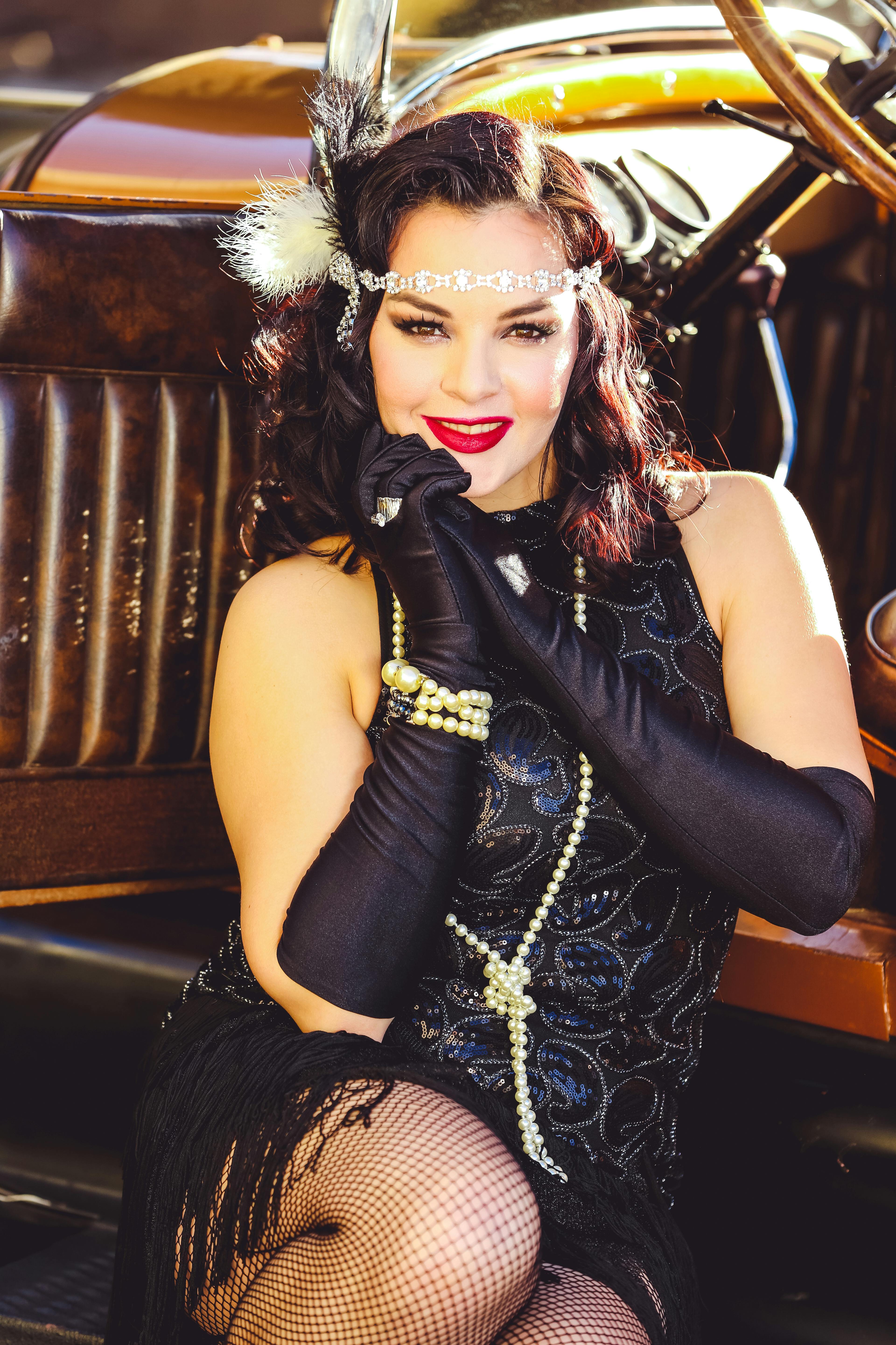 Free stock photo of 1920, black dress, black gloves