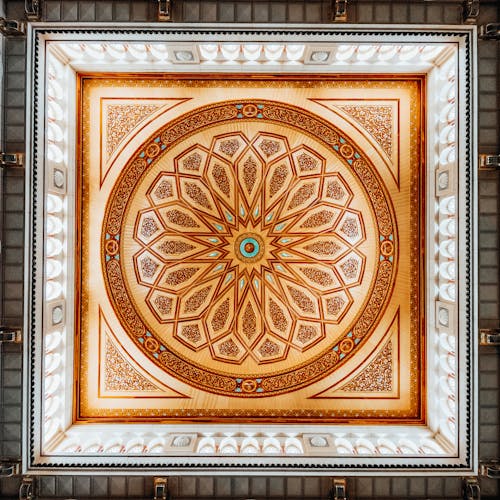 Ornate Design on the Ceiling of a Mosque 