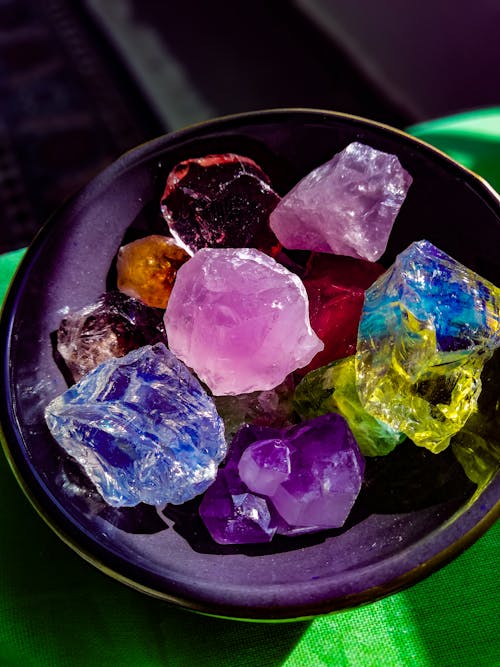 Colorful Gems in Bowl