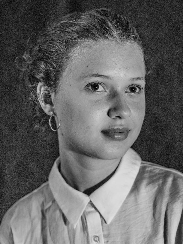 Black And White Portrait Of A Young Woman 