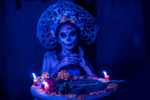 baş örtüsü, catrina, dia de los muertos içeren Ücretsiz stok fotoğraf