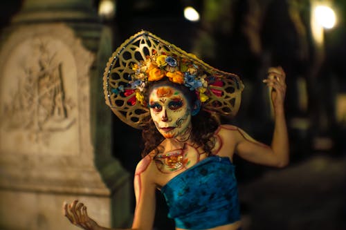 baş örtüsü, catrina, dia de los muertos içeren Ücretsiz stok fotoğraf