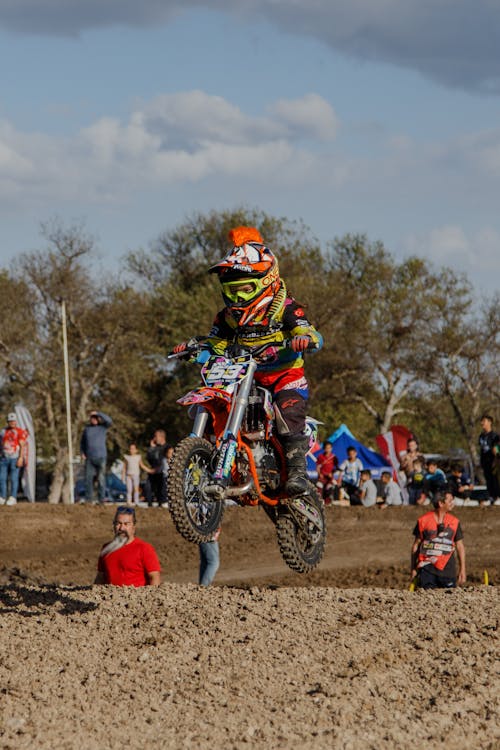 Rider on Motocross During Race