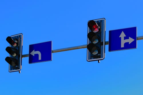 Free Traffic Lights with Red Light on Stock Photo