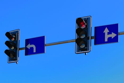 Traffic Lights with Red Light on