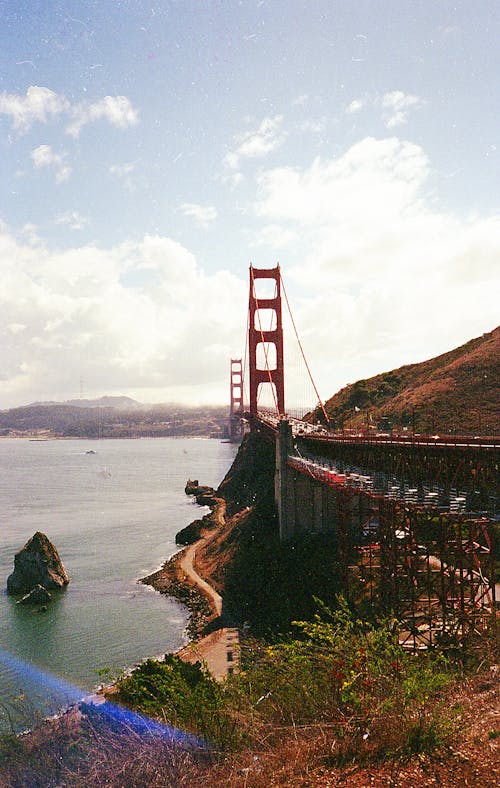 View of the Coast and the Golden Gate Bridge over the San Francisco Bay in California, USA