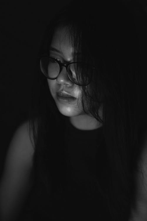 Woman in Eyeglasses in Black and White