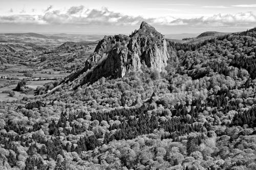 Scenic View of Roche Sanadoire in Auvergne Volcanoes Natural Regional Park, France