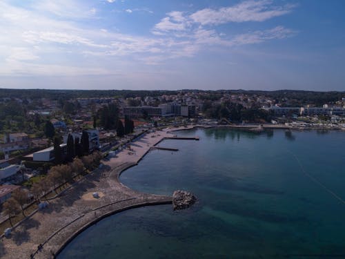 Drone Shot of a City by the Sea 