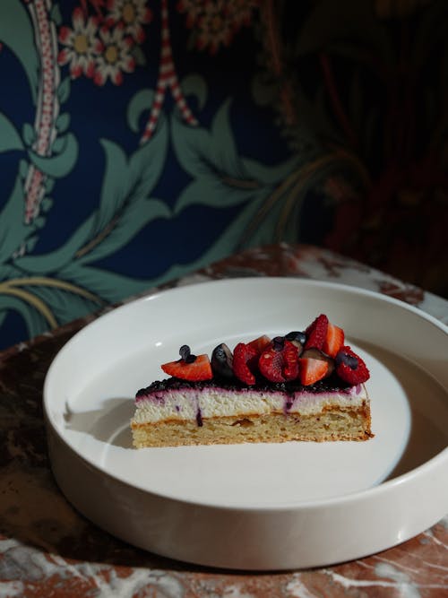 A Slice of Cake with Berries 