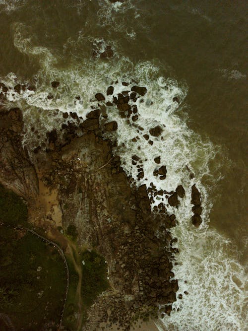Gratis stockfoto met bovenaanzicht, dronefoto, golven