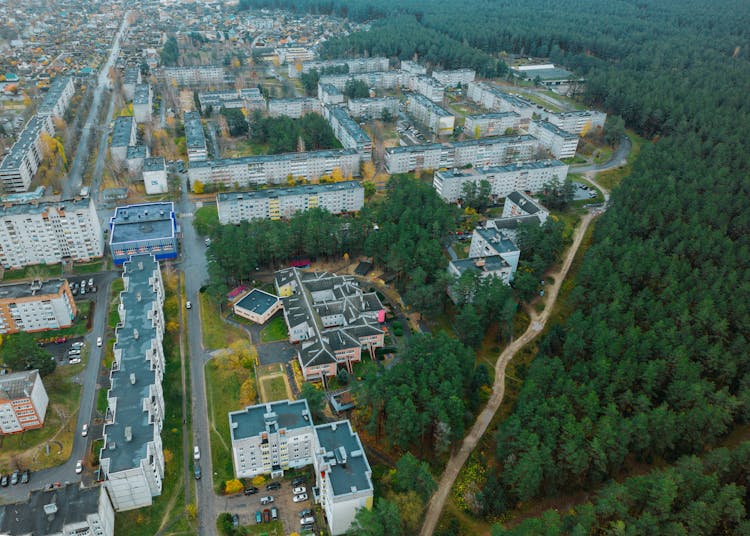 Buildings In Estate Seen From Above 