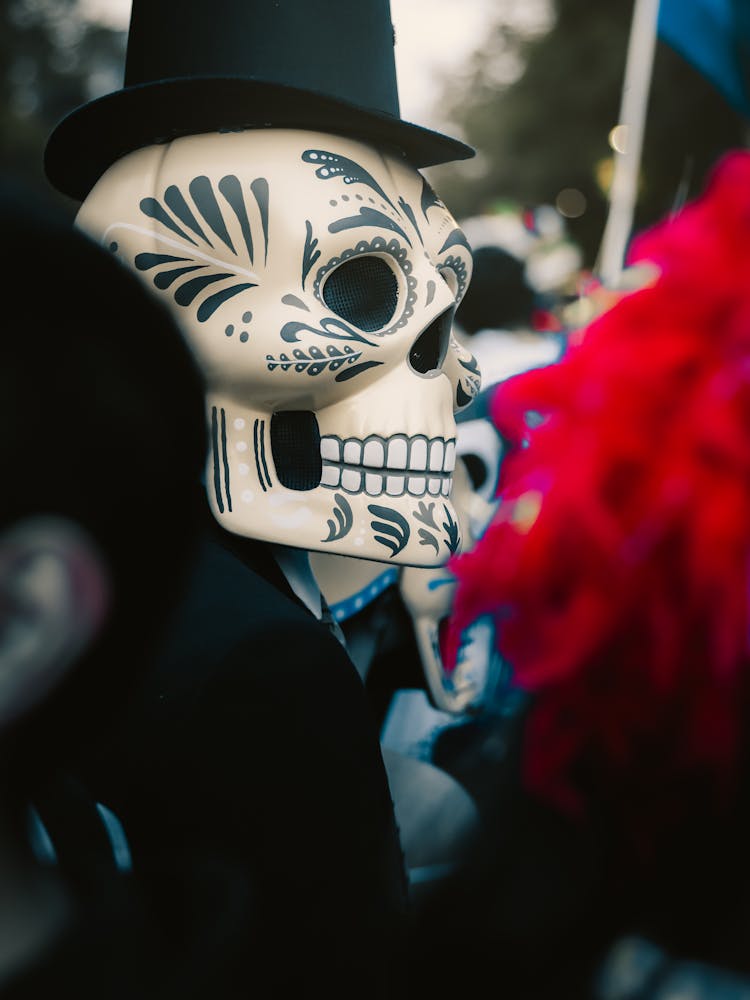 Person Wearing Skull Mask For Day Of The Dead