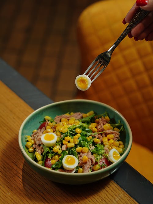 A Bowl of Tuna Salad with Eggs 