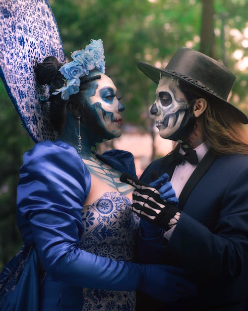 Couple Wearing Halloween Costumes 