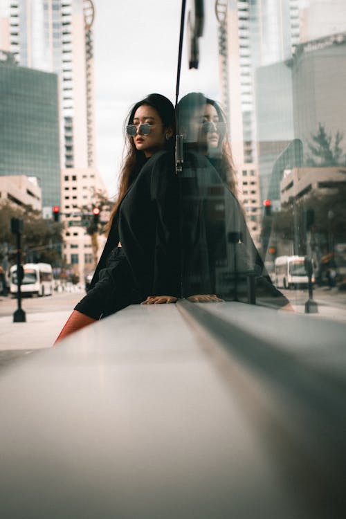 Model Posing in Mini in Downtown