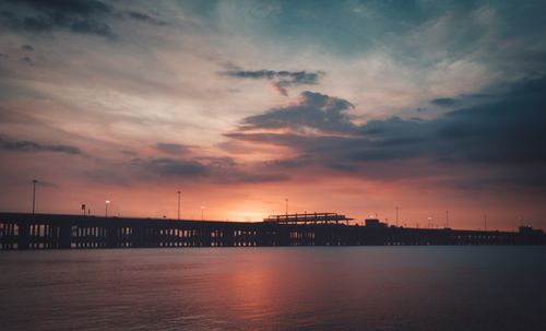 Free A stunning sunset over the pier in Shenzhen, China with vibrant skies and tranquil waters. Stock Photo