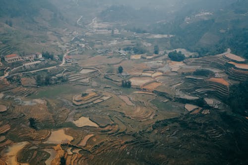 Imagine de stoc gratuită din câmpuri, fotografie cu drona, la țară