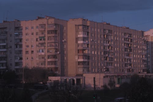 Facades of Apartment Blocks in City 