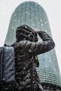 Person Wearing Winter Jacket While Snowing