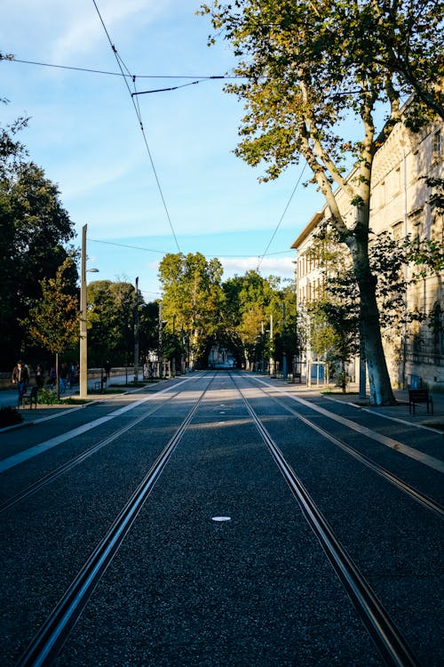 Empty Street with Tram Tracks