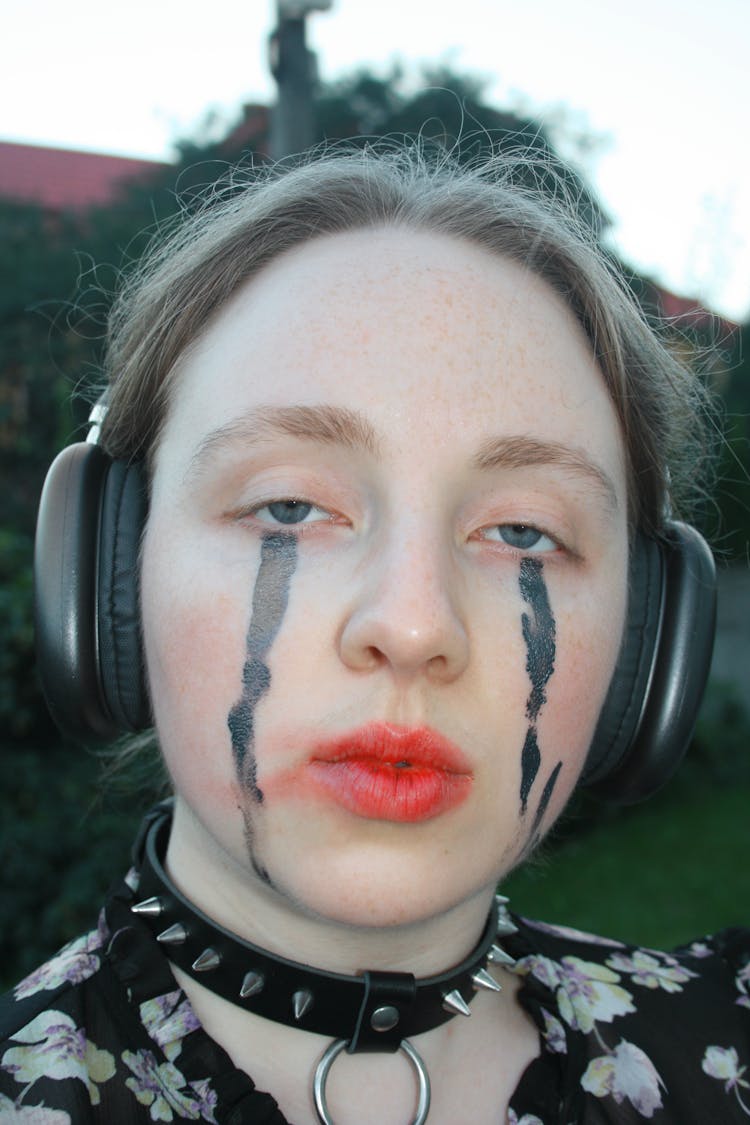 Portrait Of Woman With Smudged Makeup 