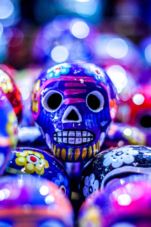 Close-up of Small Sugar Skull Decorations 