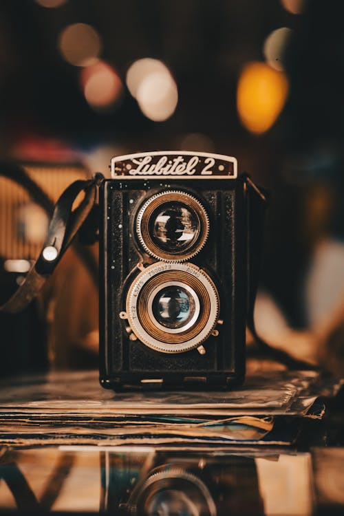 Close-up of a Vintage Lubitel Analog Camera 