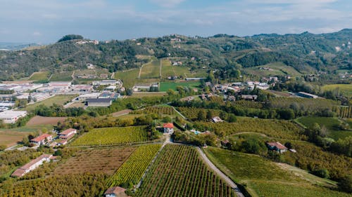 Aerial View of the Fields and Hills